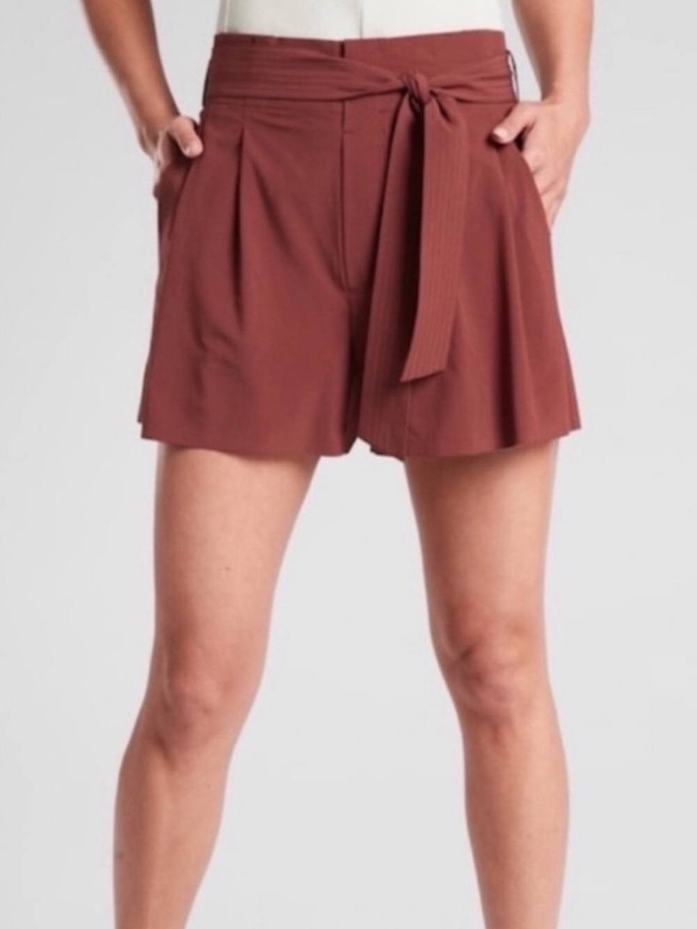 Athleta Shorts Womens Size 20 plus Skyline Short II mauve Tie Waist Paper Bag